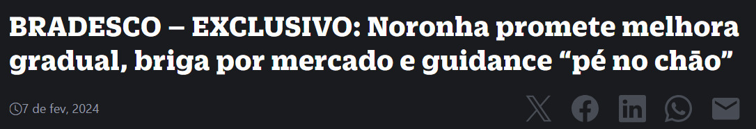 Manchete do Brazil Journal diz 'Noronha promete melhora gradual, briga por mercado e guidance pé no chão'.