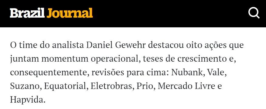 Trecho de reportagem do Brazil Journal sobre relatório do Itaú BBA. 