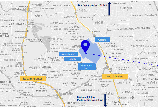 Gráfico mostra localização estratégica do Ativo SBC.