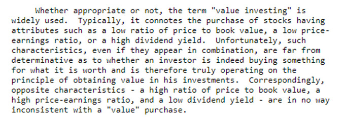 Trecho da carta do Buffett aos investidores de 1992. II Fonte: Berkshire Hathaway