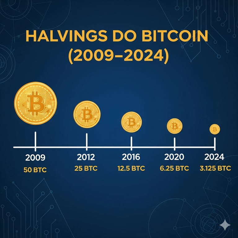 Histórico de halvings entre 2009 e 2024