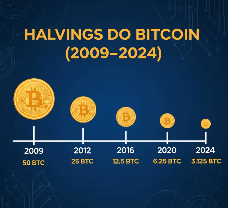 Histórico de halvings entre 2009 e 2024