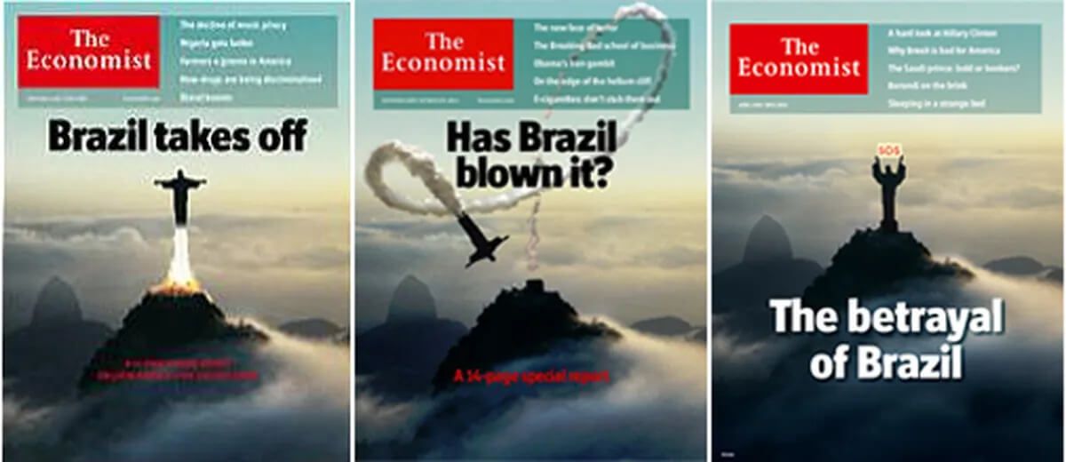 Imagem de famosa capa do Cristo Redentor voando da revista The Economist