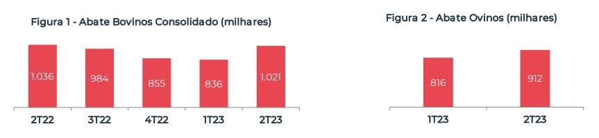 Gráfico apresenta abates 2T23 Minerva