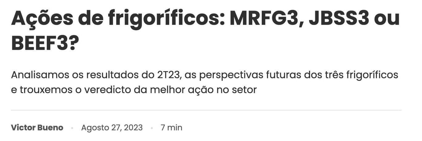 Artigo da Nord sobre ações de frigorífico