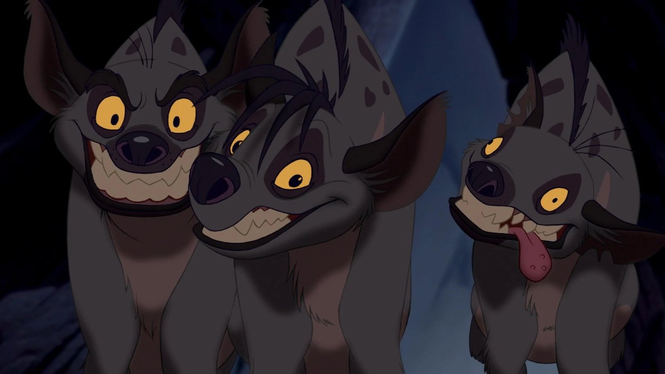 Ilustração das hienas do filme O Rei Leão.