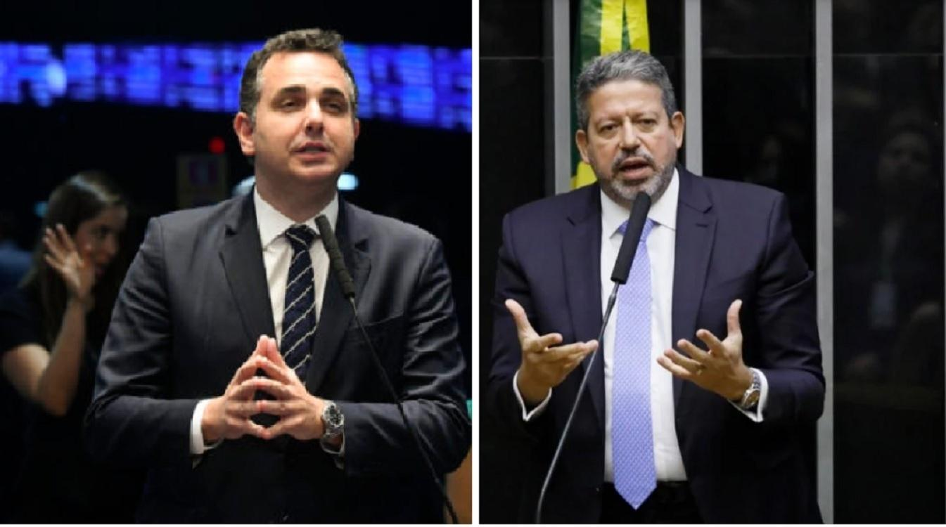 À esquerda, Rodrigo Pacheco. À direita, Arthur Lira.