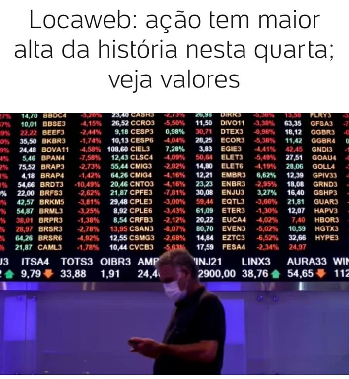 Matéria sobre as ações da Locaweb. 