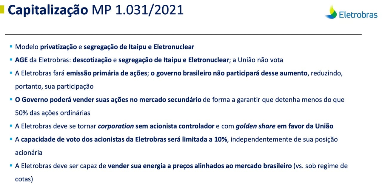 Resumo da privatização da companhia.